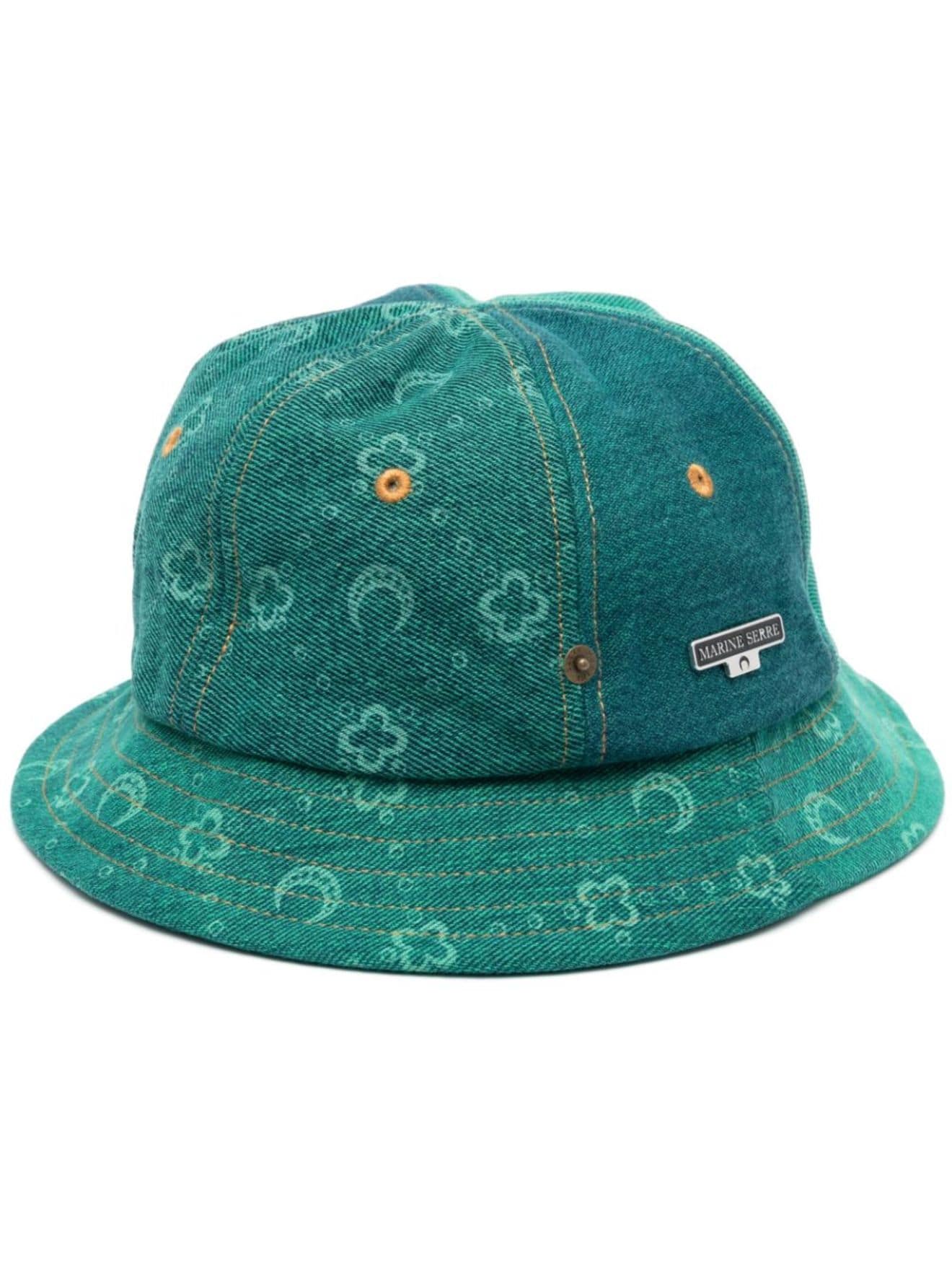 Marine Serre Moon print bucket hat green | MODES