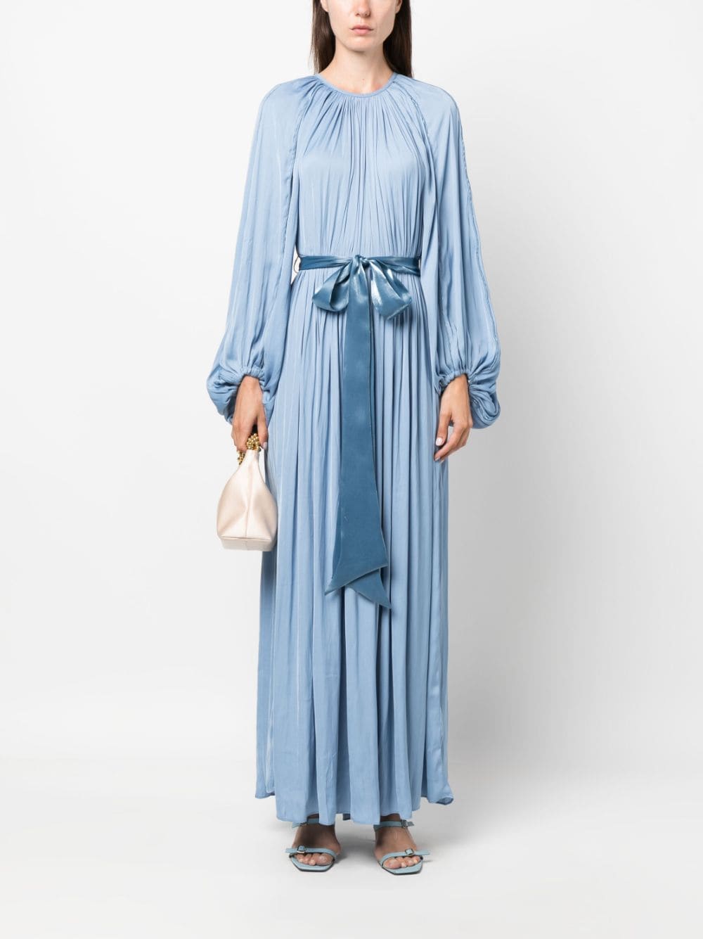 Shop Baruni Fraya Long-sleeve Maxi Dress In Blue