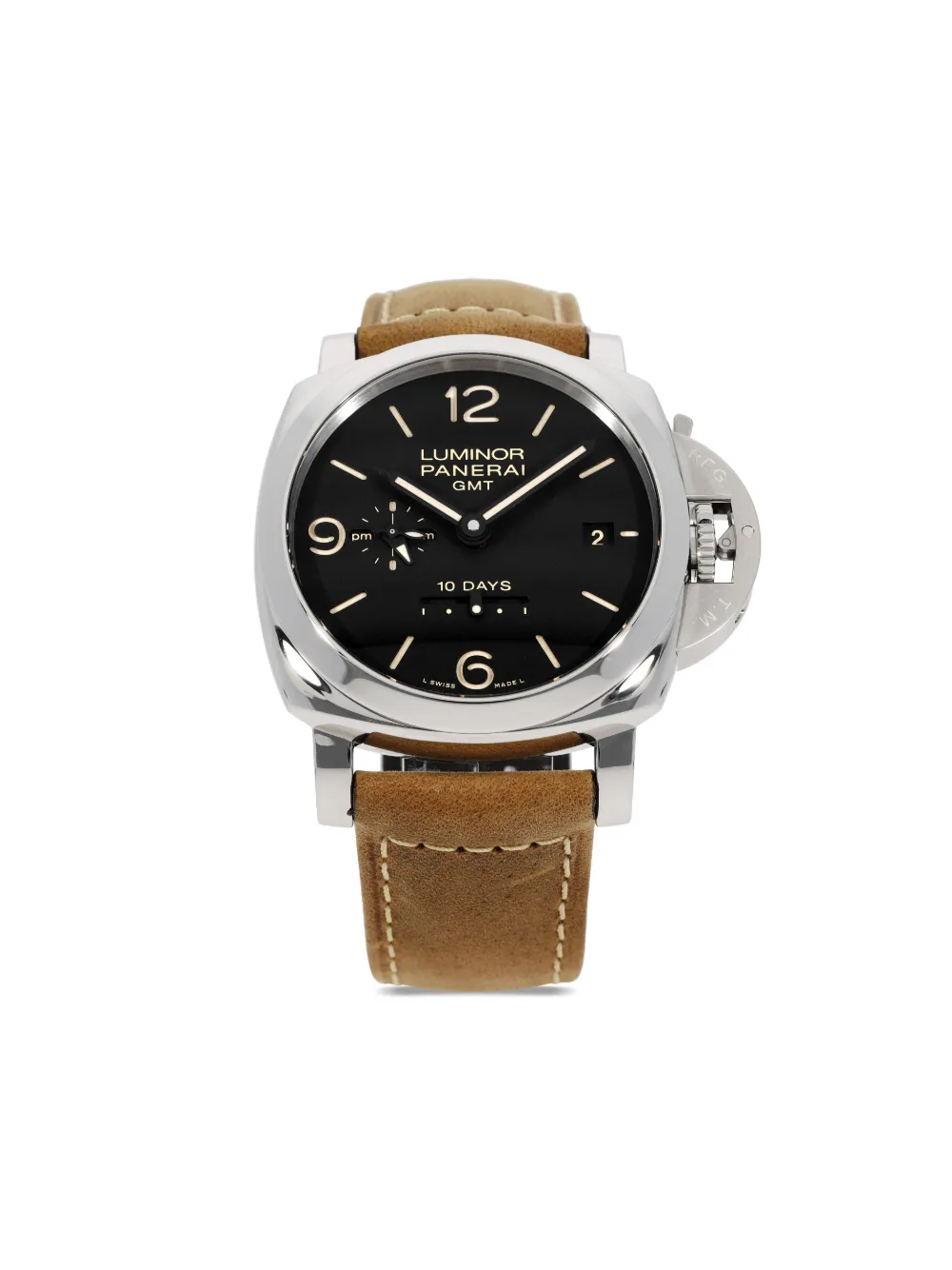 Pre-owned Panerai 2015  Luminor 1950 10 Days Gmt Automatic Acciaio 44mm In Black