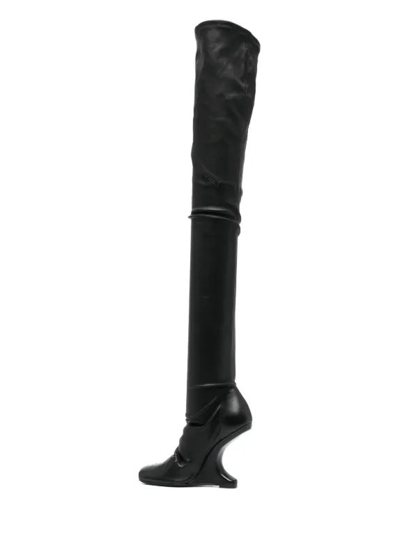 【正規品】Rick Owens ブラック Cantilever オーバーニーブーツ Rick Owens Cantilever 120mm above-knee Boots | Black | FARFETCH