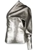Rick Owens Luxor single-sleeve draped sequin top - Silver