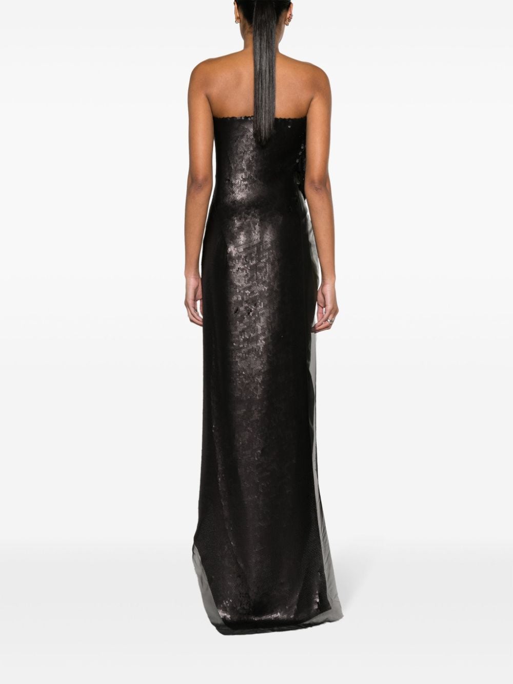 Shop Rick Owens Sequin-embellished Long Top In Black