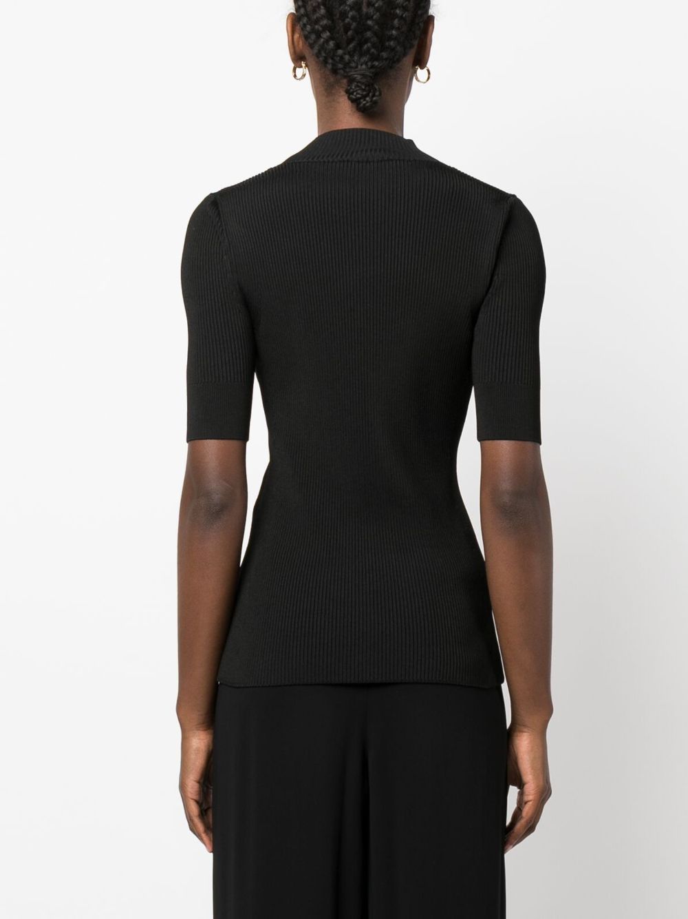 Shop Stella Mccartney High-neck Ribbed-knit Top In Black