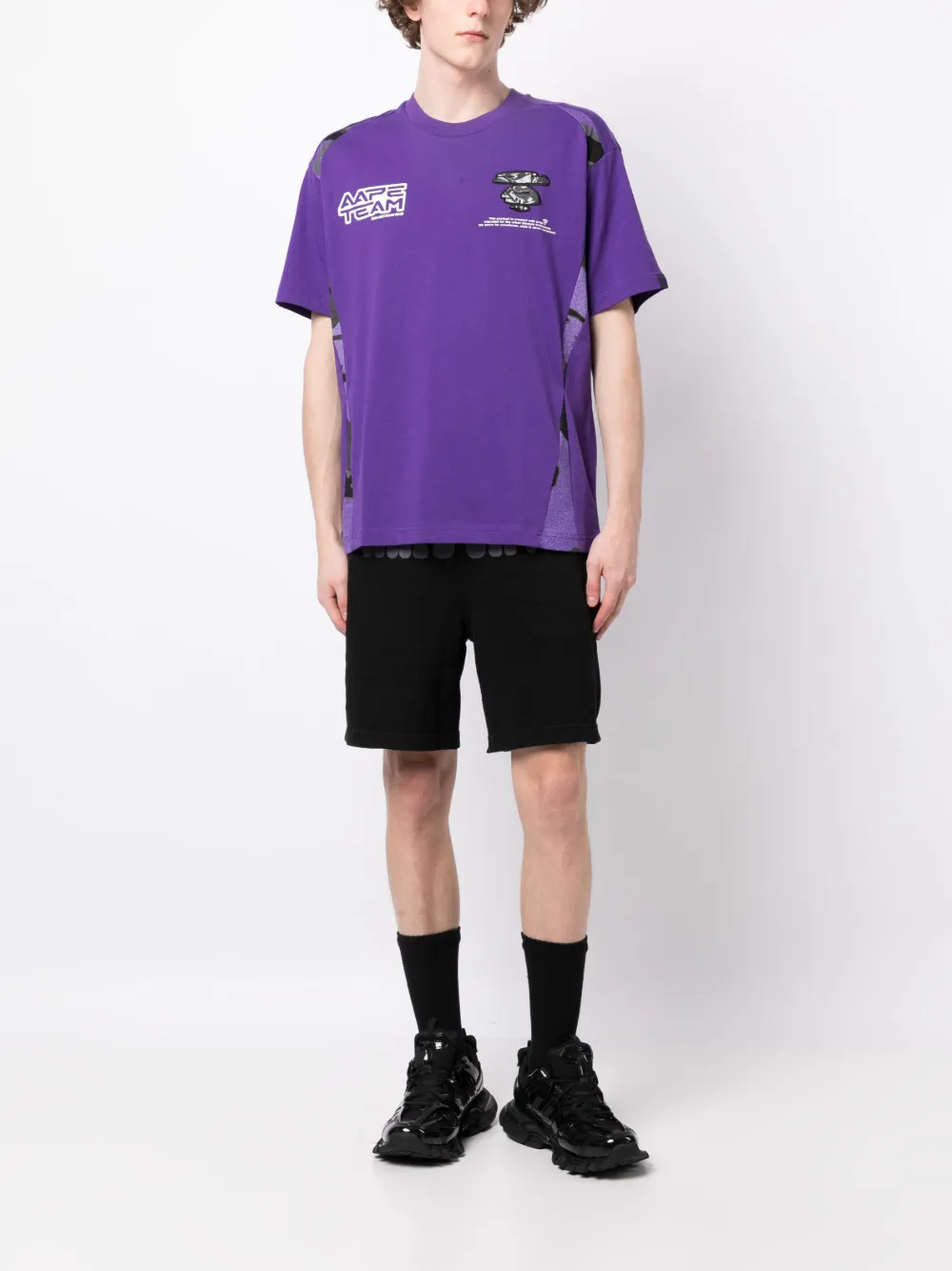 AAPE BY *A BATHING APE® logo-patch cotton T-shirt - Paars