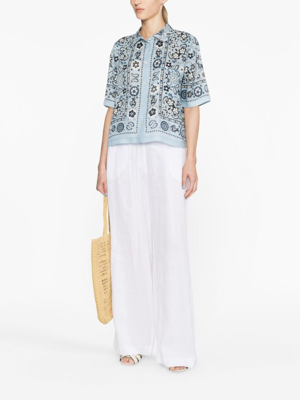 Tory Burch printed linen shirt - Blauw