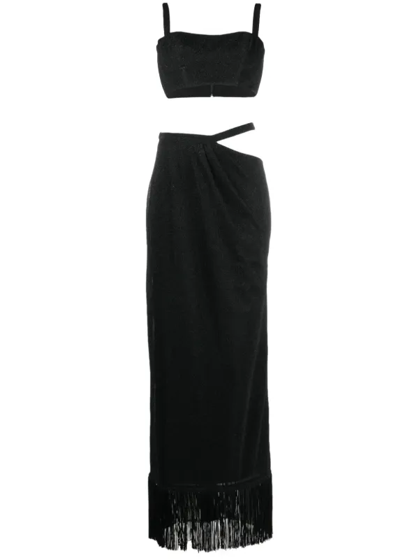chinese dress ladies Jluxlabel | Black Kaleah Metallic Maxi Dress main image 0