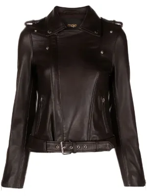 Veste cuir online maje