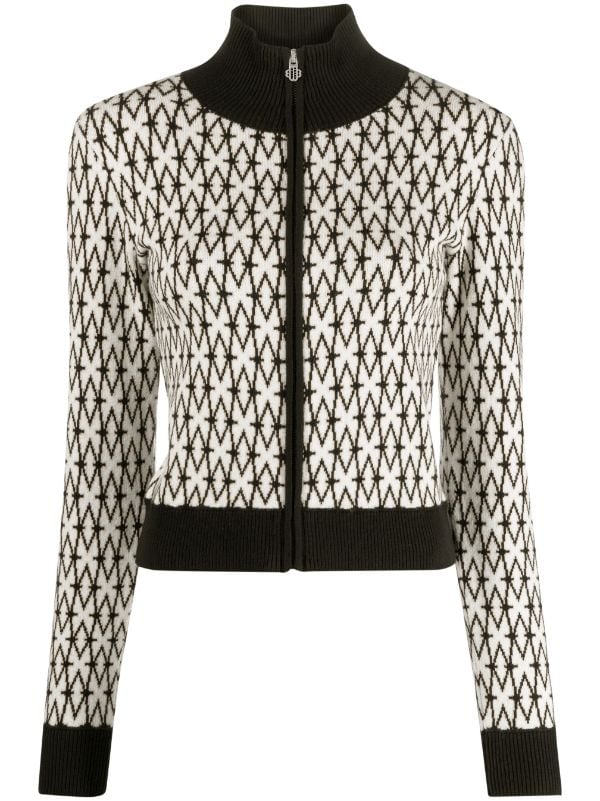 Louis Vuitton Black & Intarsia Fur Knitted Zip Front Cardigan S Louis  Vuitton