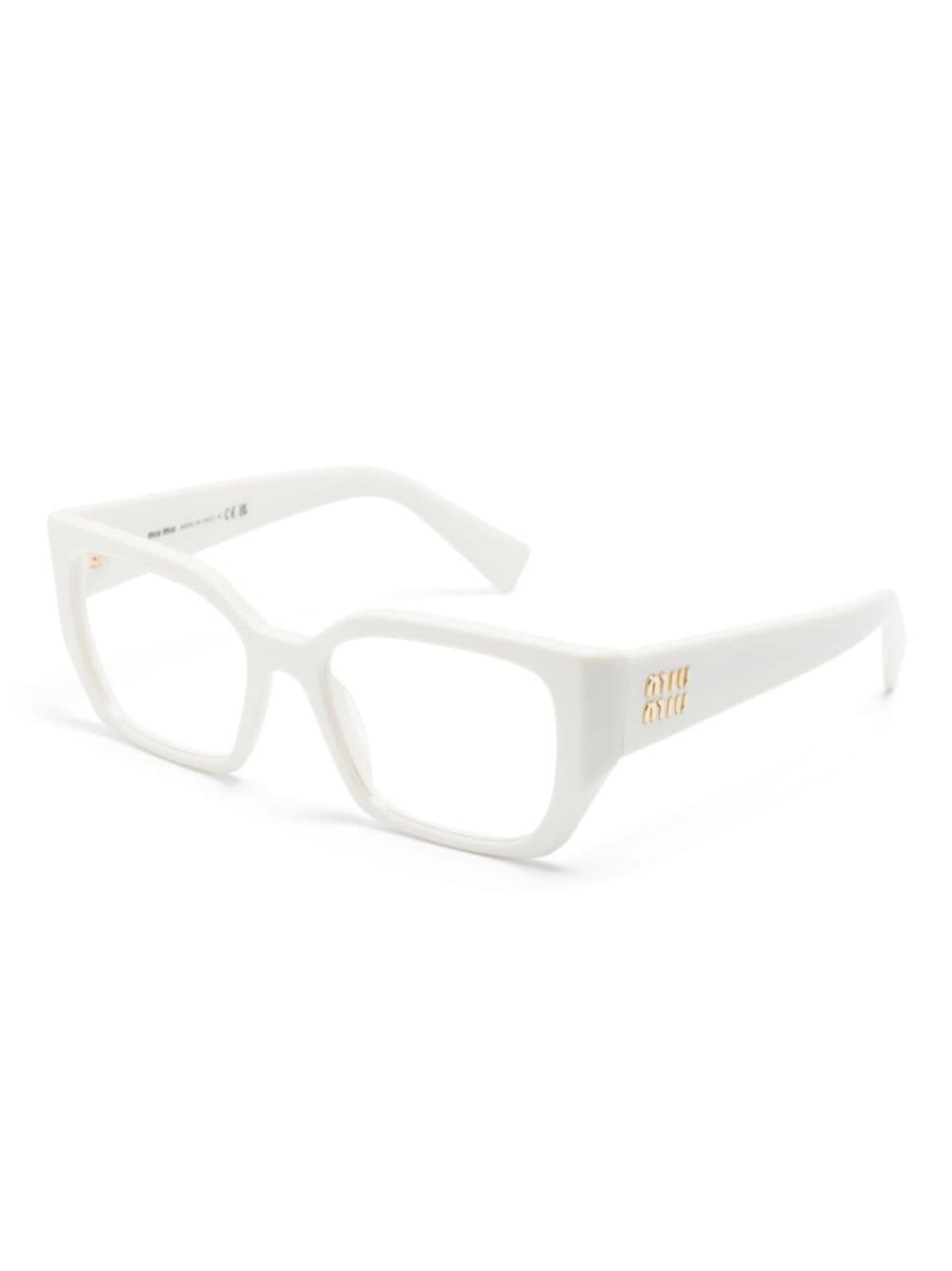 Shop Miu Miu Logo-plaque Rectangle-frame Glasses In White
