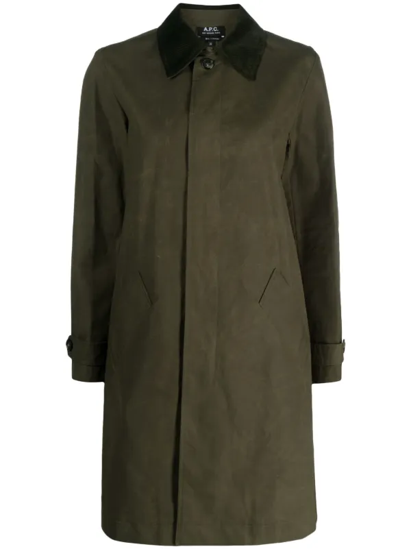 A.P.C. Cesaria corduroy-collar Trench Coat - Farfetch