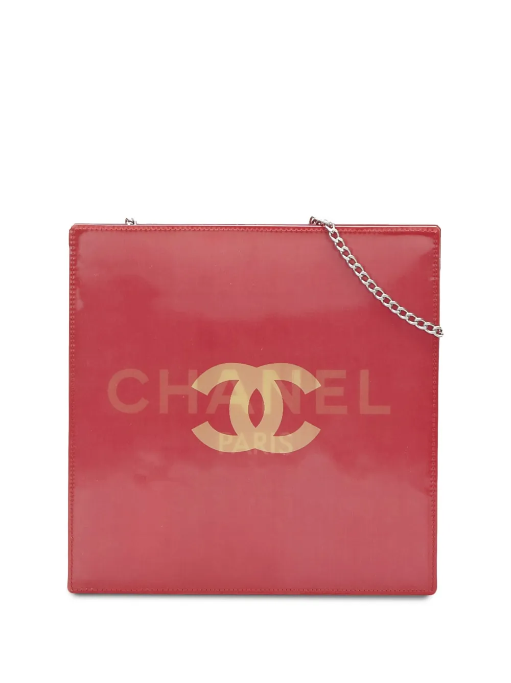 Pre-owned Chanel 2000-2002 Cc Hologram Tote Bag In Red