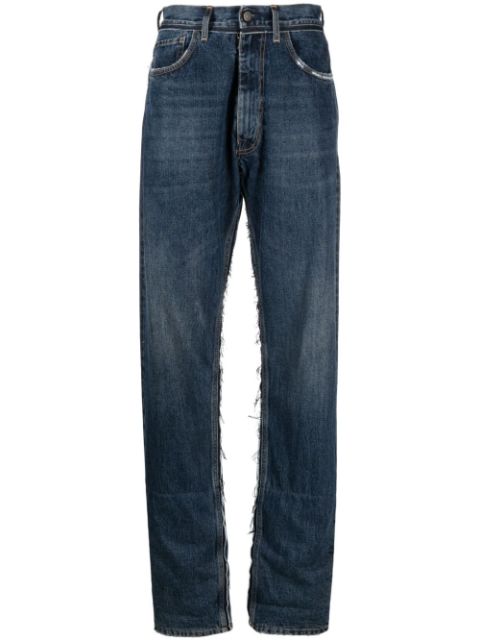 Maison Margiela logo-patch ripped-detailing wide-leg jeans 