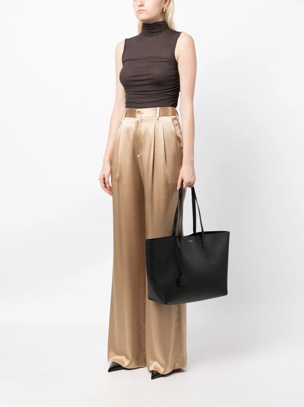 Saint Laurent East West leather tote bag - Zwart