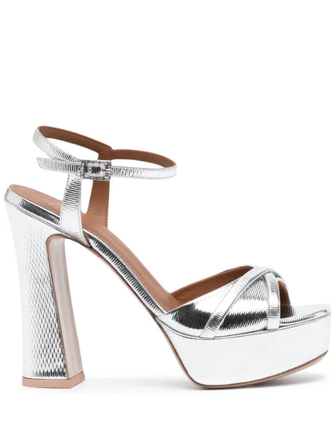Malone Souliers صندل جلد ميتاليك بكعب 130 ملم 