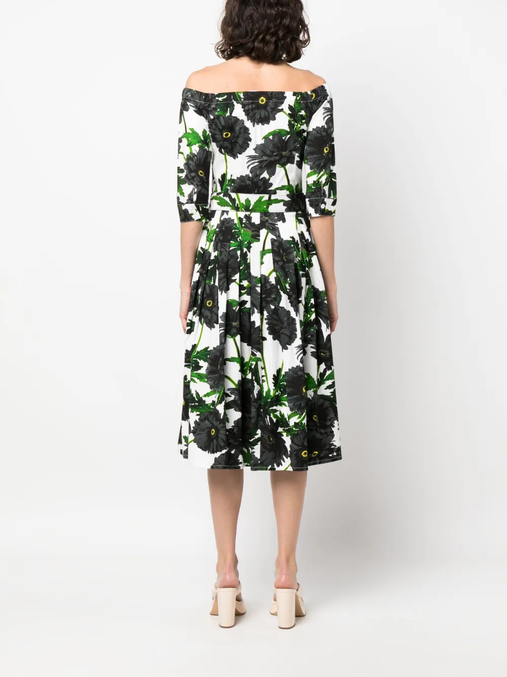 Shop Samantha Sung Audrey Floral Print Pleated Dress In White