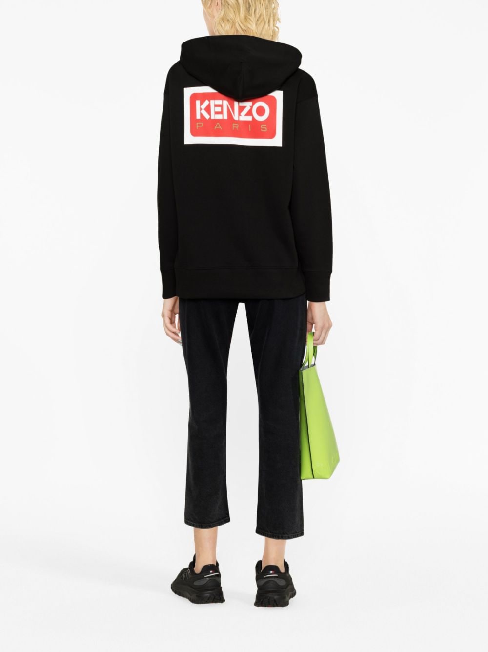 Shop Kenzo Logo-print Cotton Hoodie In Black