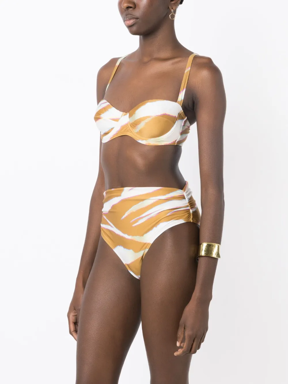 Lenny Niemeyer Oryx High-waisted Bikini Botoms In Brown