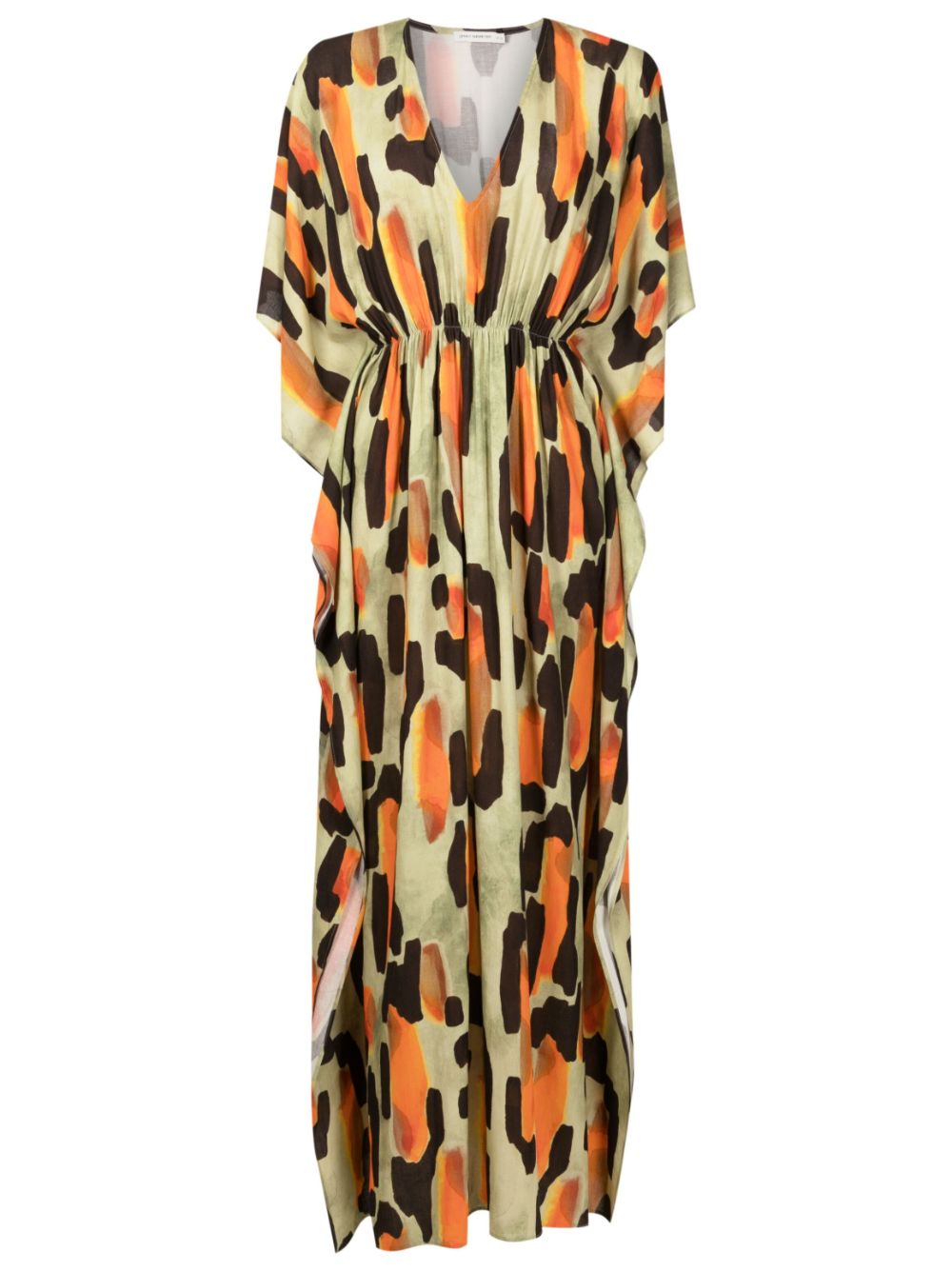 Lenny Niemeyer Caju Ruched Cotton Kaftan In Multicolour