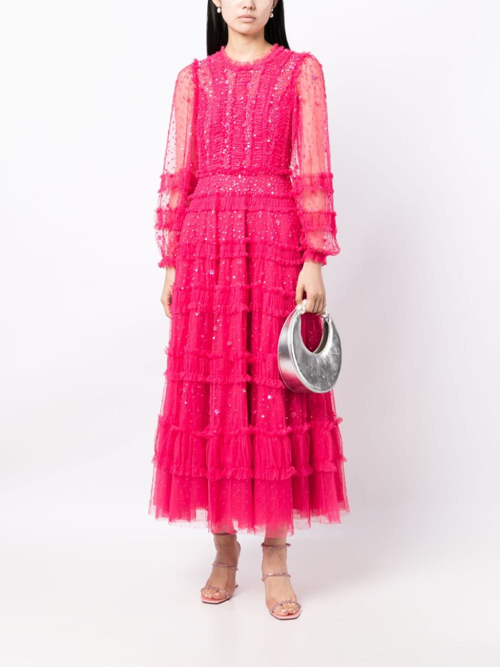 Needle & Thread Semi-doorzichtige maxi-jurk Roze