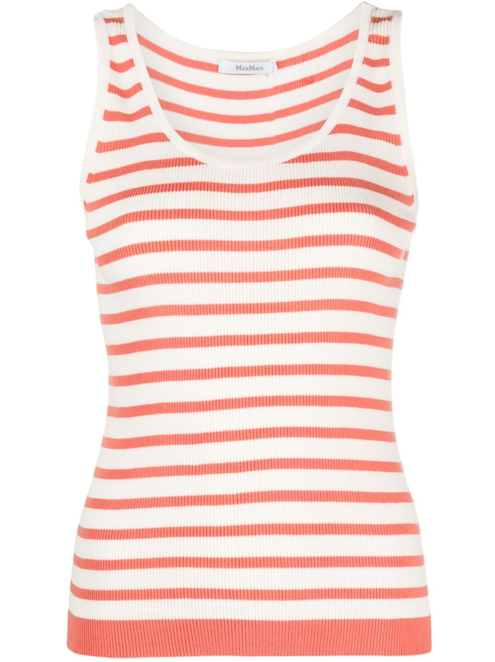Max Mara Striped Knitted Tank Top In White