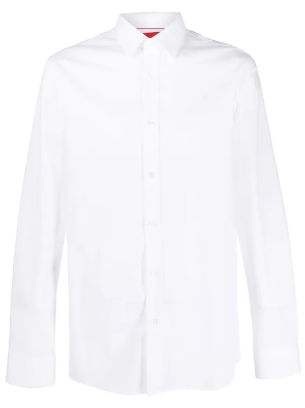 straight cut dress shirts Boss - Cotton Shirt - Cotton - Women - White and a back box Size:30x32 Long sleeve Collection-Influencers Plus Size Body Types: