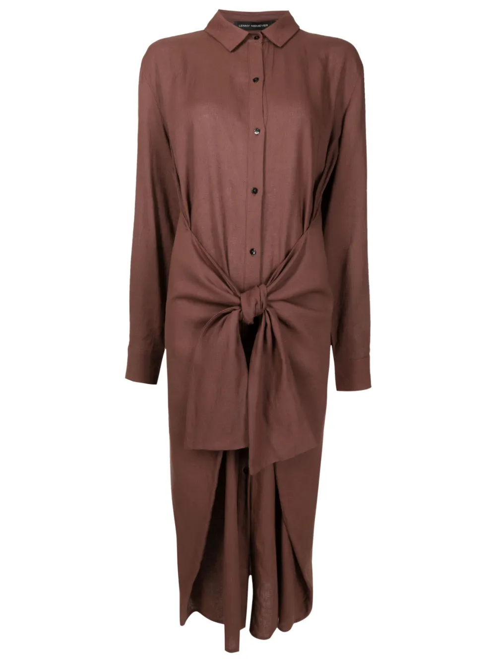 Lenny Niemeyer Tied-waist Button-up Shirtdress In Brown