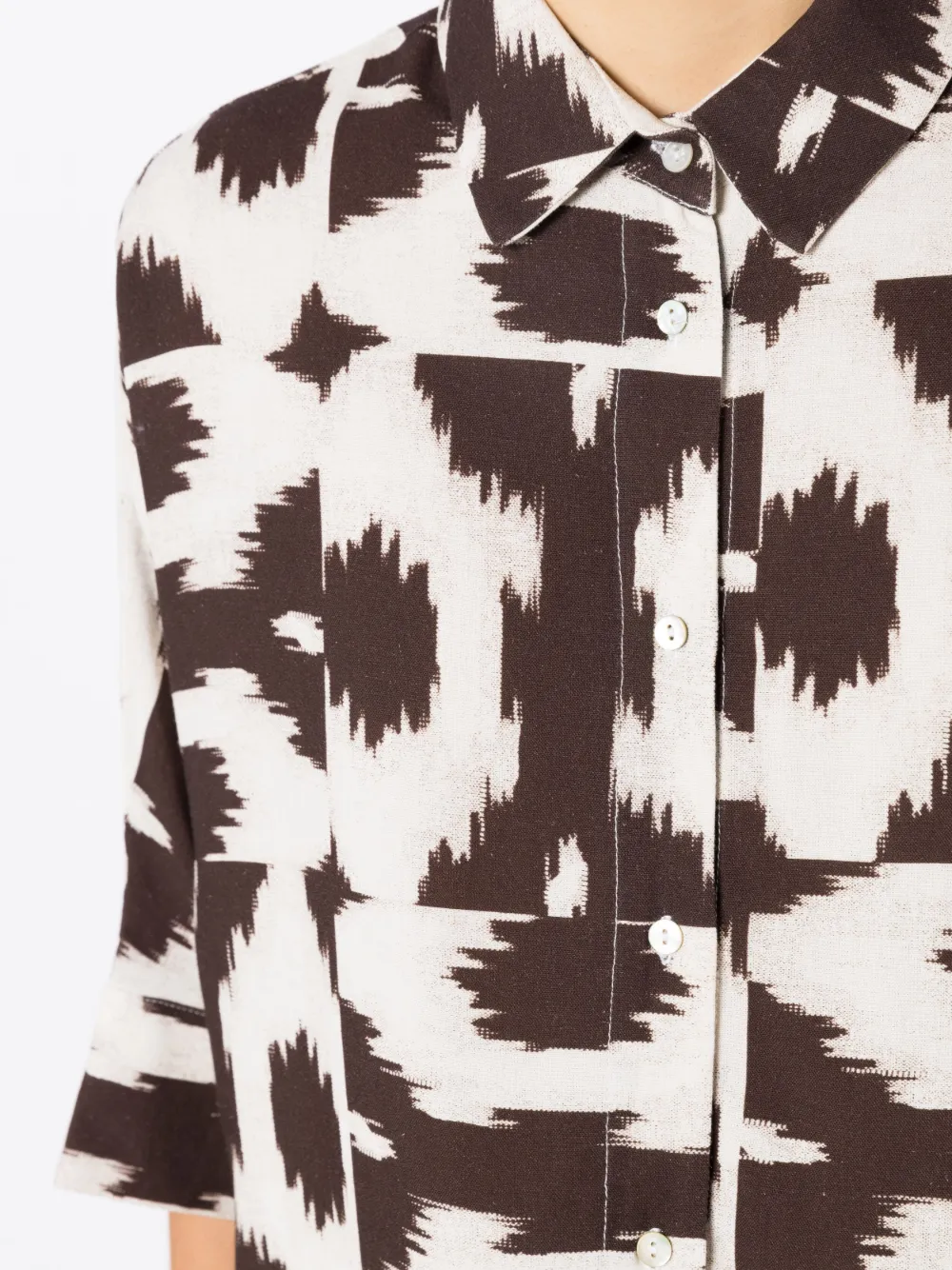 Lenny Niemeyer Cropped Wide Button-front Shirt In Brown