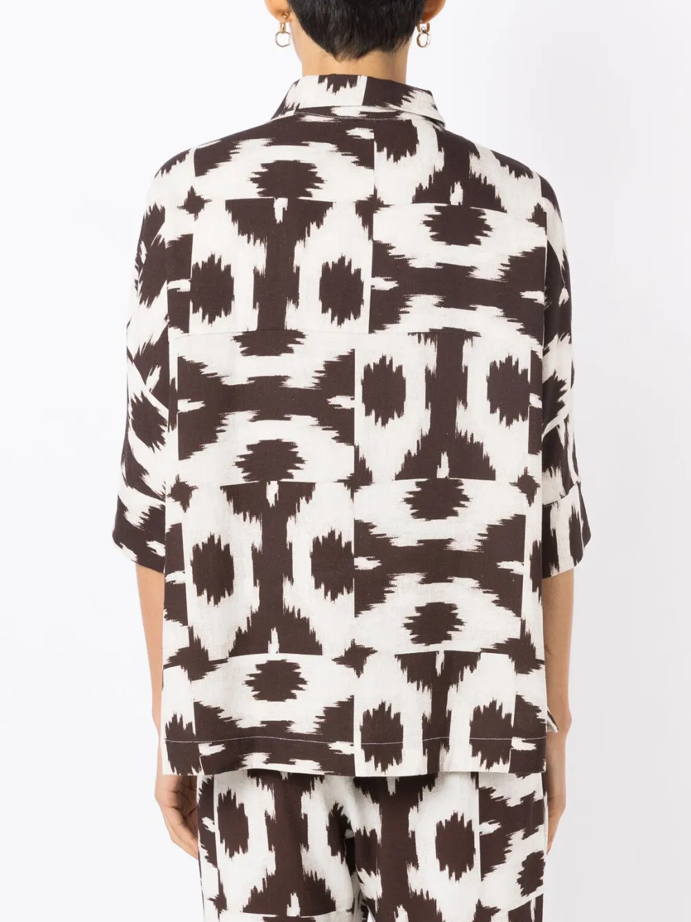 Lenny Niemeyer Cropped Wide Button-front Shirt In Brown