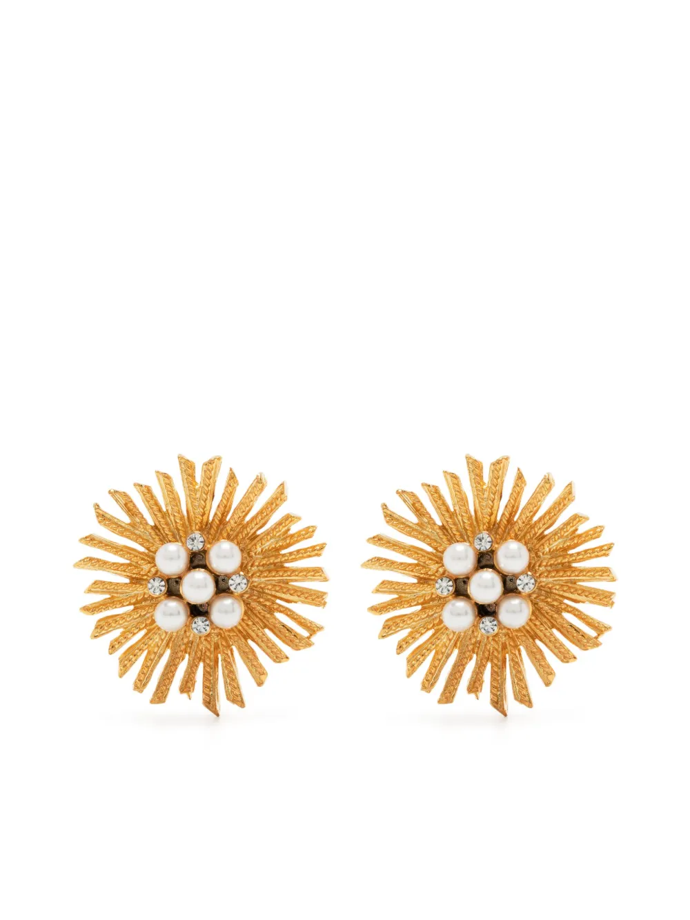 Kenneth Jay Lane sculpted pearl-embellished stud earrings