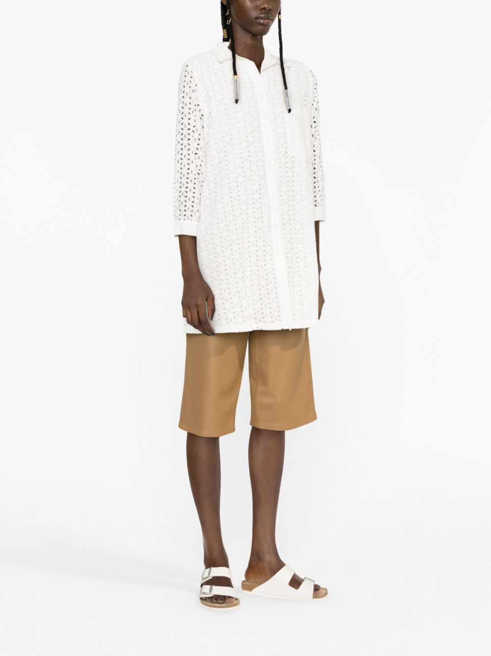 Shop Mc2 Saint Barth Helena Broderie Anglaise Shirt In White