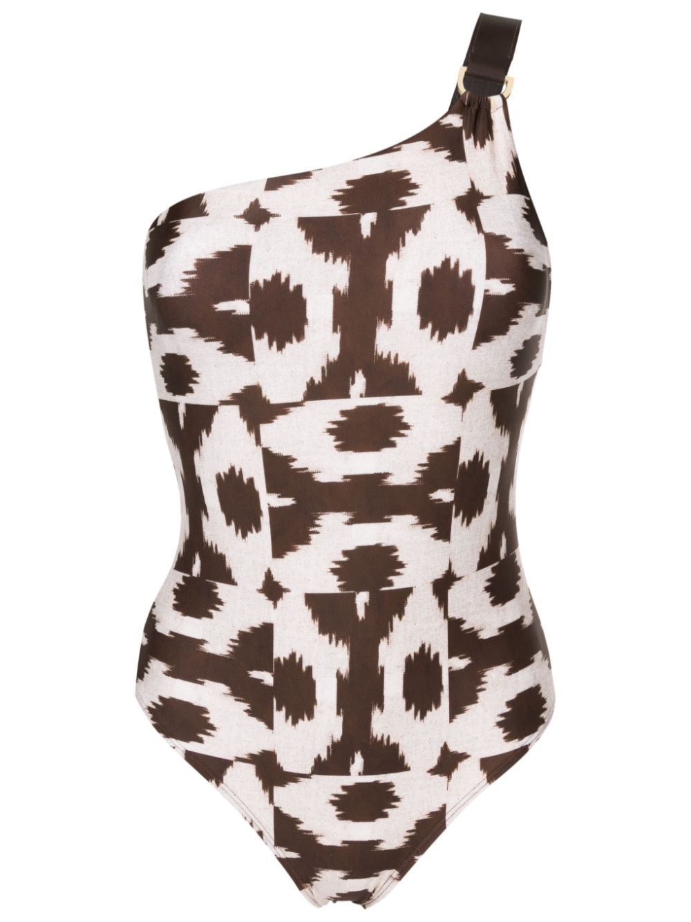 Lenny Niemeyer Puglia One-shoulder Swimsuit In Brown