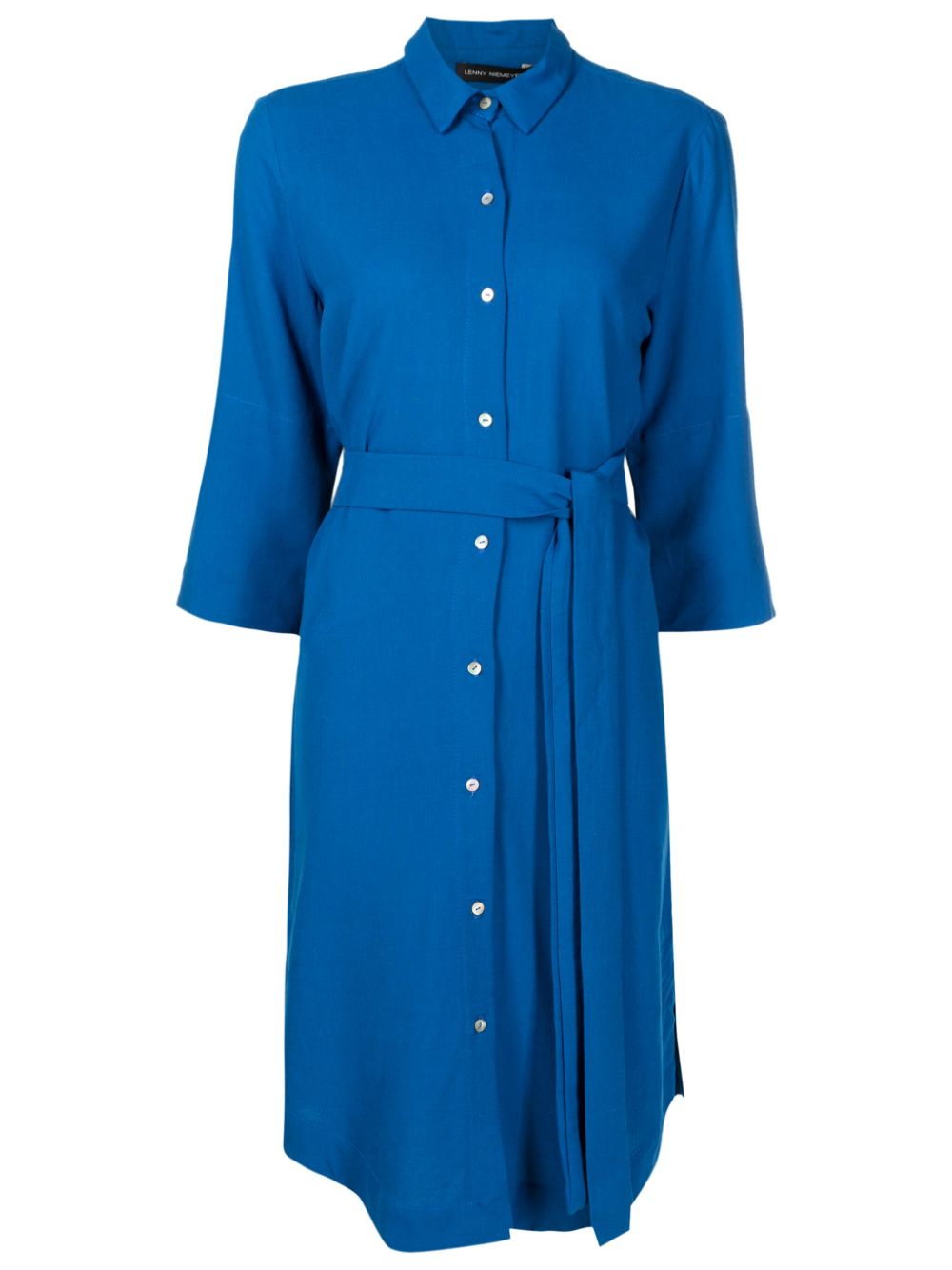 Lenny Niemeyer Belted Button-up Shirt Dress In Blue