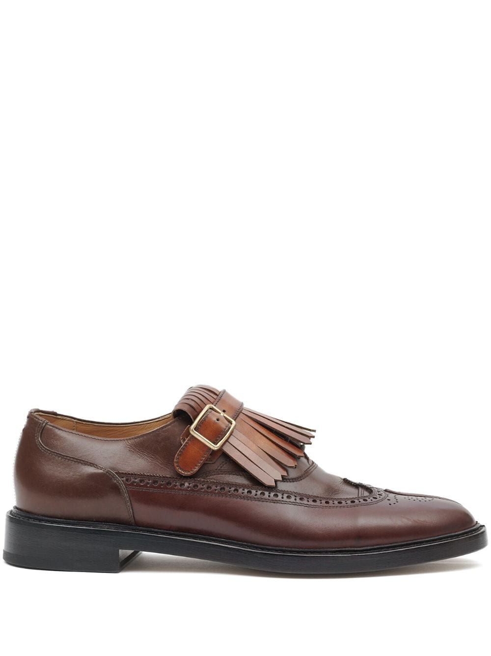 Maison Margiela Tabi Monster fringed leather brogues Brown