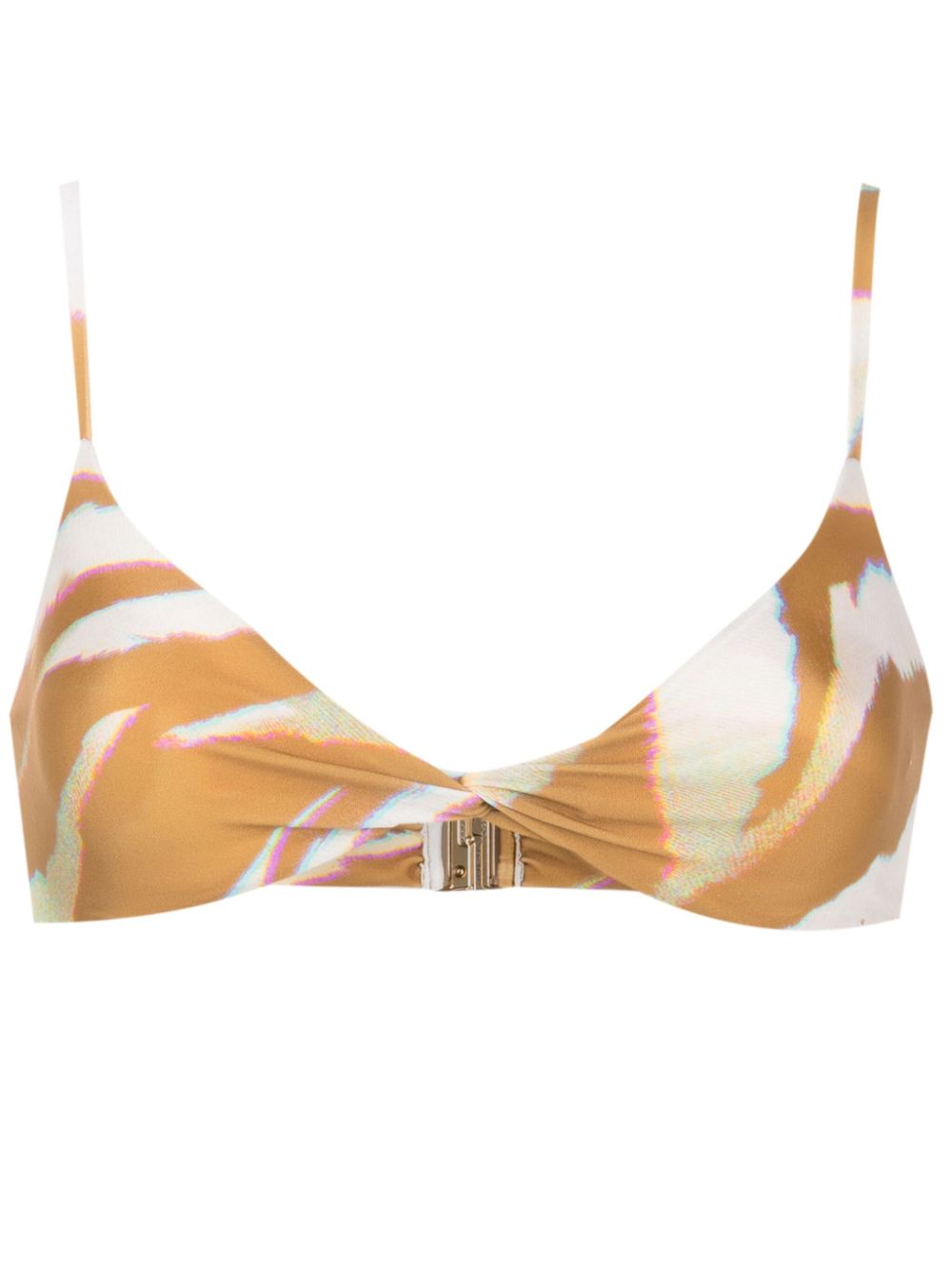 Lenny Niemeyer Twisted Animal-pattern Bikini Top In Brown