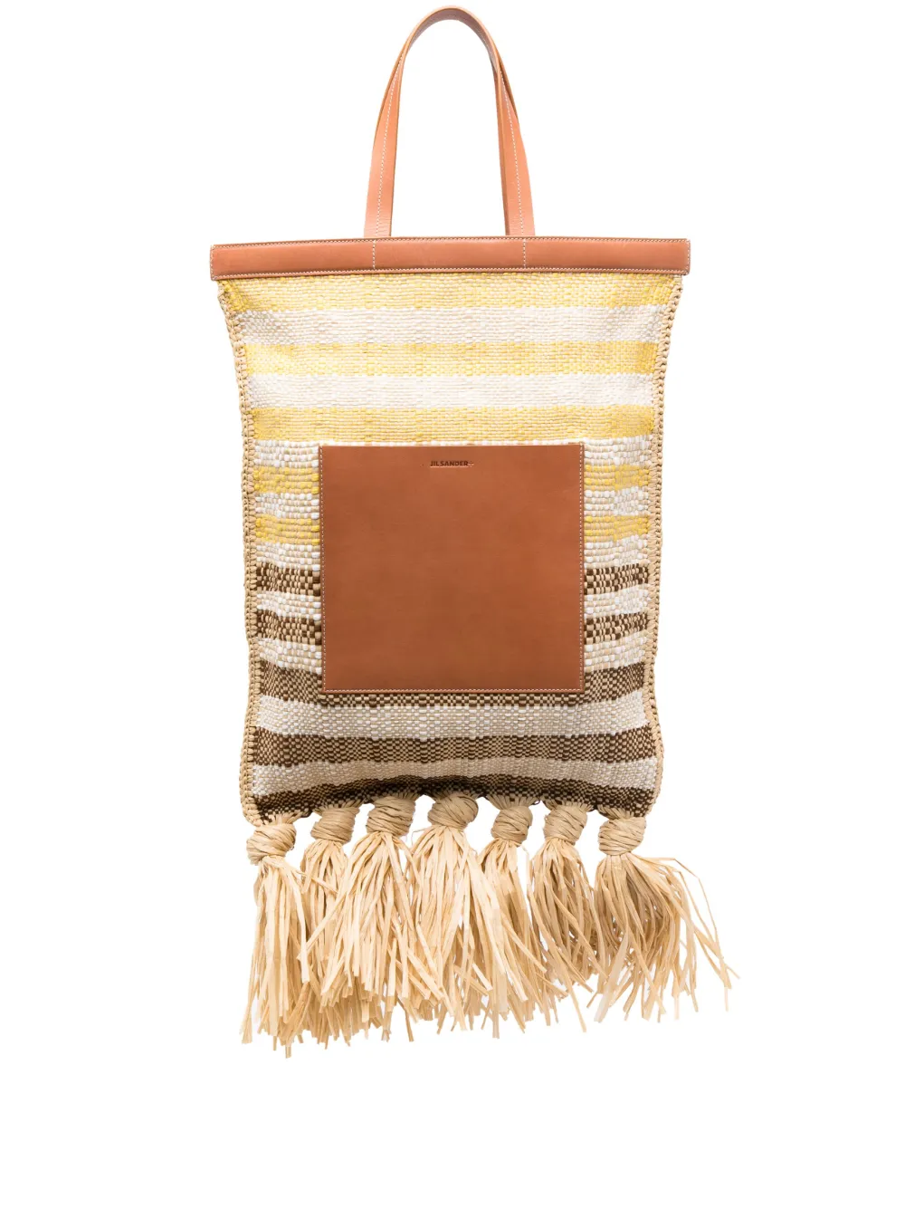 Jil Sander Striped Woven-raffia Tote Bag In Neutrals