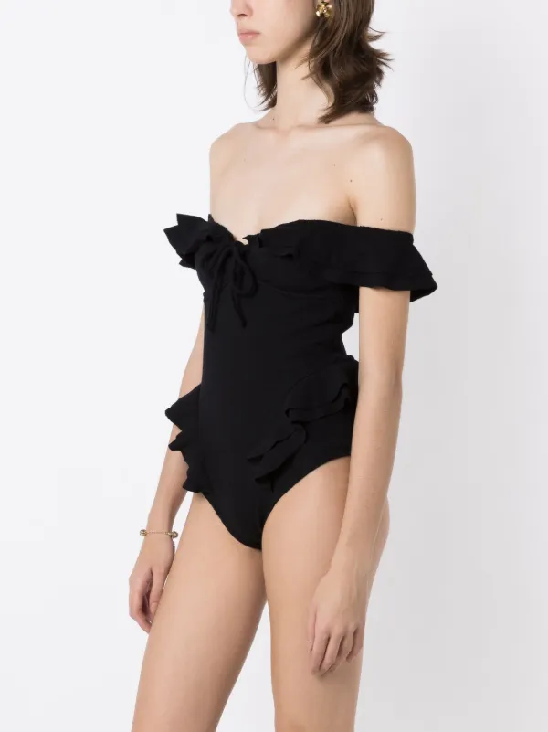 Clube Bossa off-shoulder Ruffled Swimsuit Black FARFETCH PH