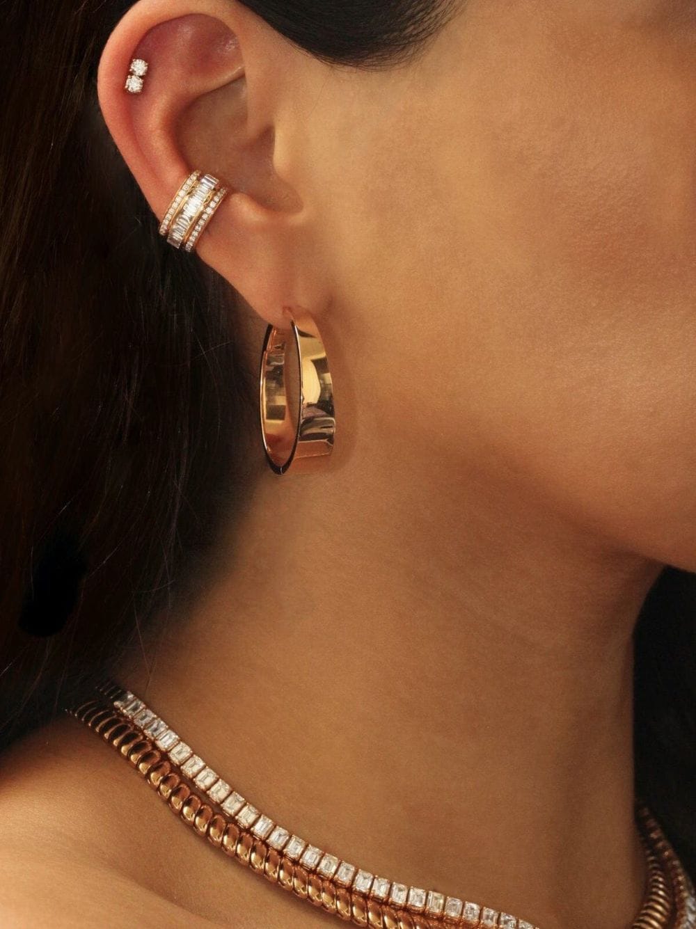 Image 2 of Anita Ko 18kt yellow gold Large Meryl hoop earrings