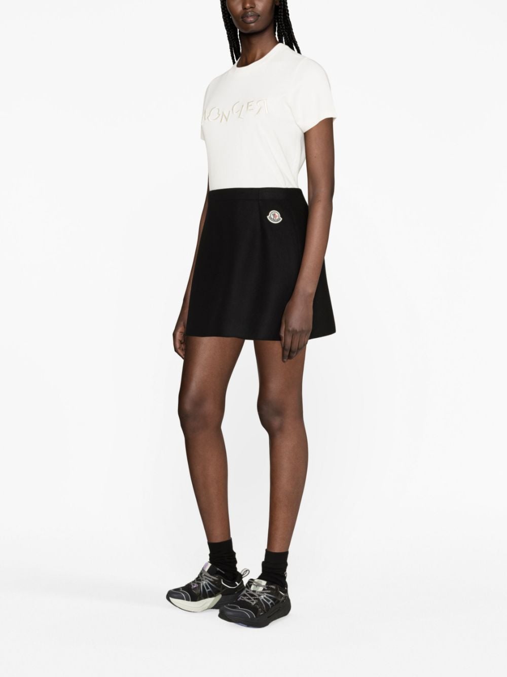 Shop Moncler Wool-cashmere Miniskirt In Black
