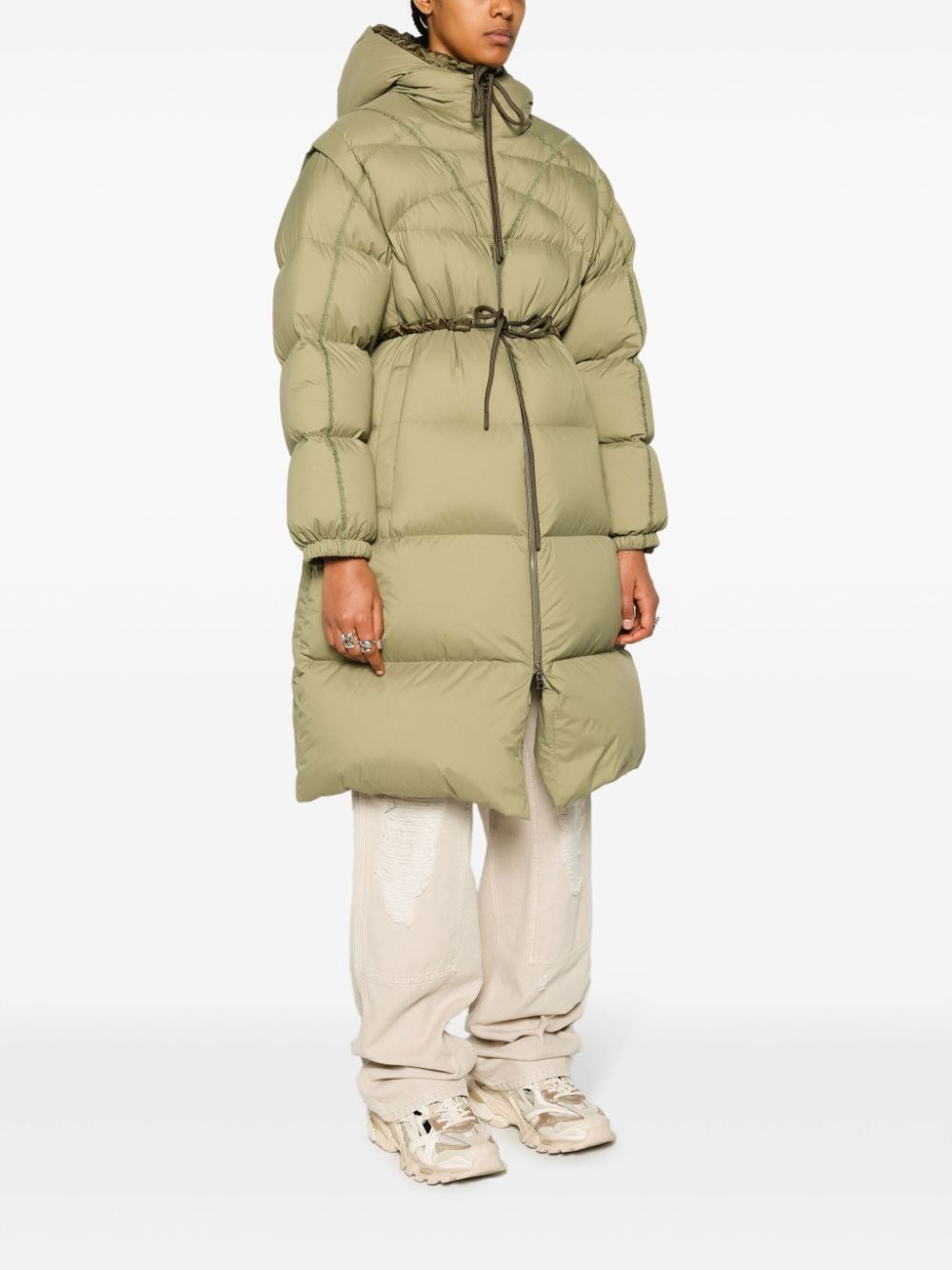 Shop Moncler Roquette Quilted Parka Coat In Green