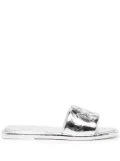 Tory Burch Double T leather slides - Silver
