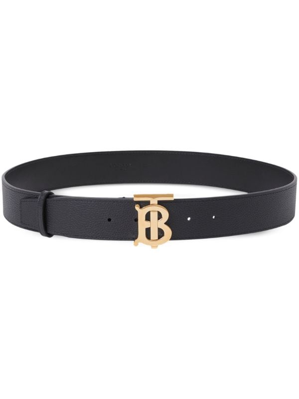 Burberry Men's TB Plaque Leather Belt
