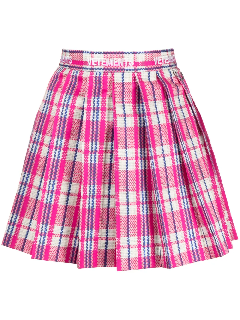 Shop Vetements Logo-waistband Fully-pleated Skirt In Pink