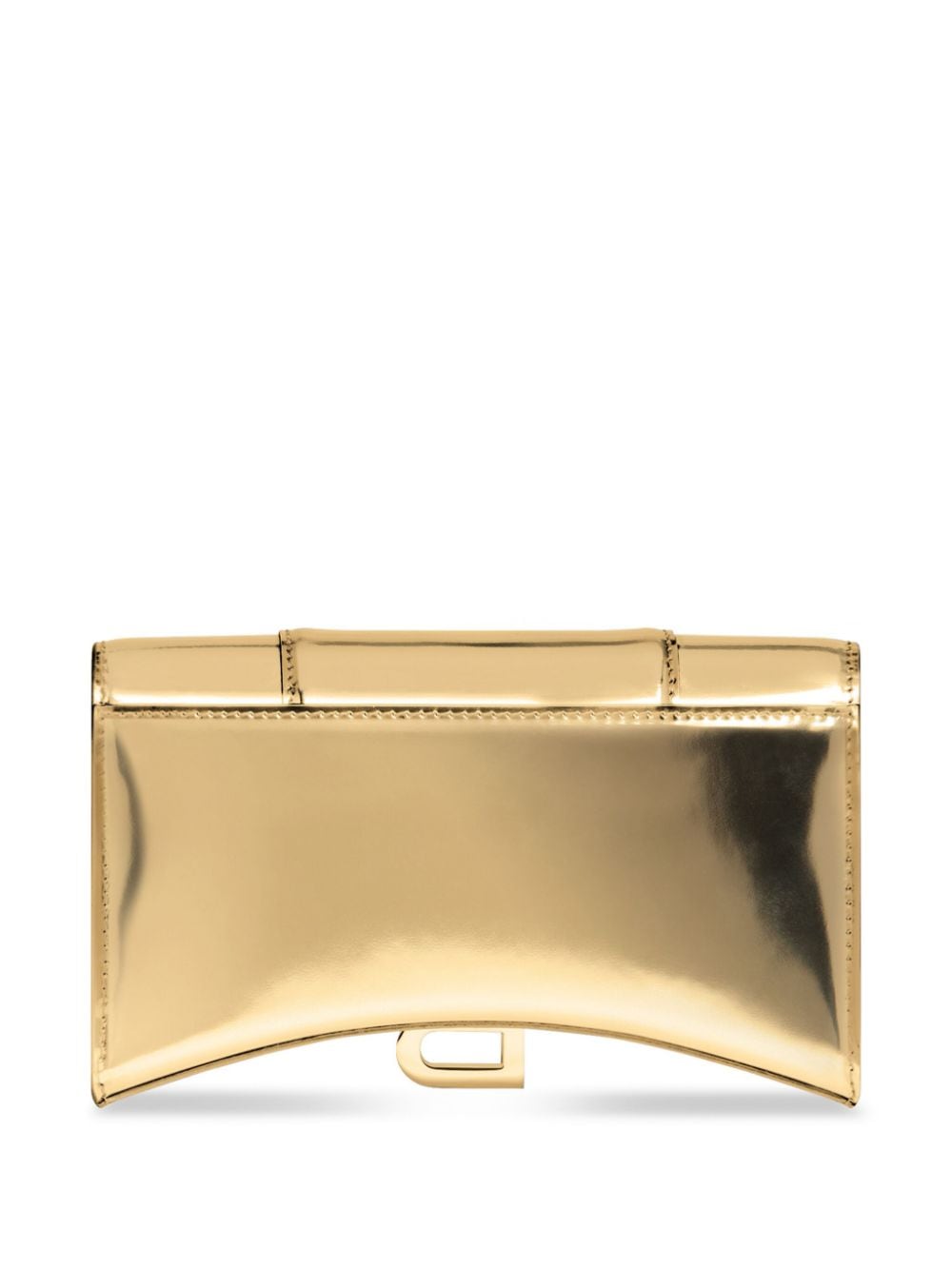 Shop Balenciaga Hourglass Leather Wallet In Gold