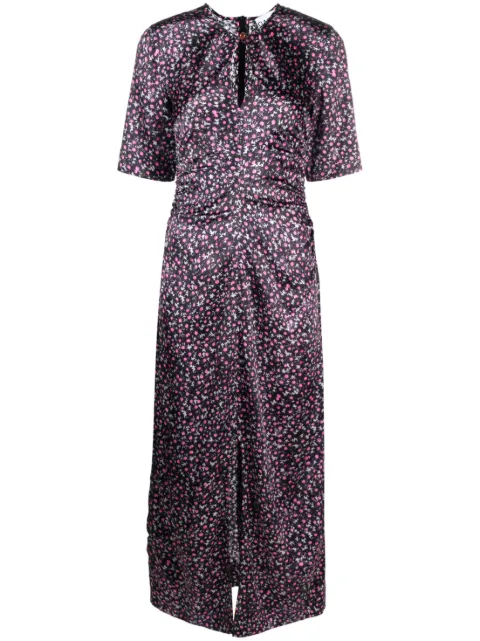 GANNI floral-print silk dress
