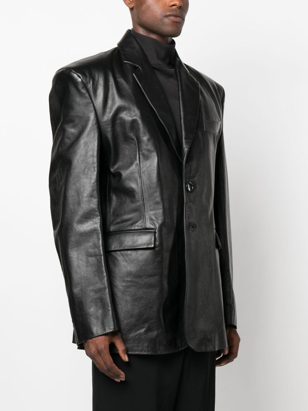 Shop Vetements Oversized Single-breasted Leather Blazer In Black