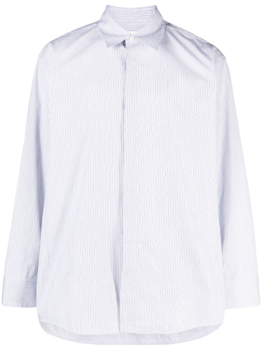 Jil Sander Striped Cotton Shirt In Blue