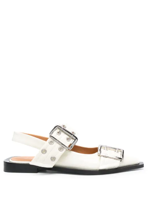GANNI Wide Welt buckled ballerina shoes