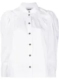 GANNI puff-sleeve organic cotton shirt - White