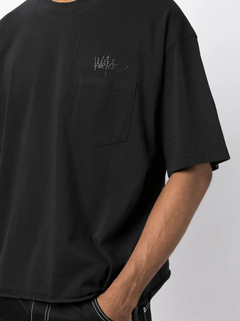 We11done T-shirt met logopatch Zwart