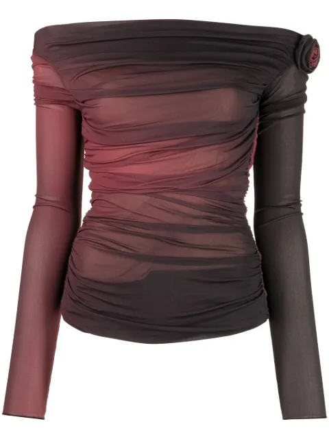 Blumarine rose-appliqué off-shoulder top